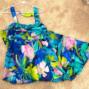 Anthropologie Tropical Floral Midi Dress